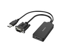 Hama Adaptador de vídeo VGA+USB a HDMI hembra – Full HD 1080p – Negro