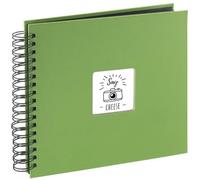 Hama Álbum de fotos (50 páginas negras, Álbum con espiral, Compartimento para insertar foto,Regalo de San Valentin) Manzana Verde, 28 x 24 cm