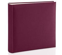 Hama Álbum de fotos con cubierta de tela, 30 x 30 cm (libro de fotos jumbo con 100 páginas blancas, álbum de fotos con hojas separadoras de pergamino, álbum para personalizar y pegar), color rojo vino