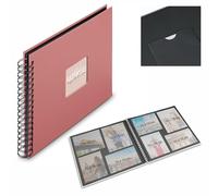 Hama | Álbum de Fotos con espiral para pegar y escribir (Álbum de fotografía de 10 x 15 cm, tamaño 24x17cm, con 50 hojas, papel cristal protector, fotos de 10x15 cm máximo 50 fotos) Color Terra