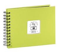 Hama | Álbum de Fotos con espiral para pegar y escribir (Álbum de fotografía de 10 x 15 cm, tamaño 24x17cm, con 50 hojas, papel cristal protector, fotos de 10x15 cm máximo 50 fotos) Color Kiwi