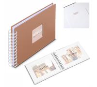 Hama | Álbum de Fotos con espiral para pegar y escribir (Álbum de fotografía de 10 x 15 cm, tamaño 24x17cm, con 50 hojas, papel cristal protector, fotos de 10x15 cm máximo 50 fotos) Color Blanco