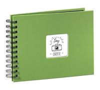 Hama | Álbum de Fotos con espiral para pegar y escribir (Álbum de fotografía de 10 x 15 cm, tamaño 24x17cm, con 50 hojas, papel cristal protector, 10x15 cm máximo 50 fotos) Color Verde Manzana