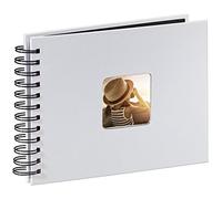 Hama | Álbum de Fotos con espiral para pegar y escribir (Álbum de fotografía de 10 x 15 cm, tamaño 24x17cm, con 50 hojas, papel cristal protector, fotos de 10x15 cm máximo 50 fotos) Color Gris Claro