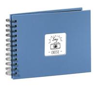 Hama | Álbum de Fotos con espiral para pegar y escribir (Álbum de fotografía de 10 x 15 cm, tamaño 24x17cm, con 50 hojas, papel cristal protector, fotos de 10x15 cm máximo 50 fotos) Color Celeste