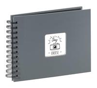 HAMA | Álbum de Fotos para Pegar y Escribir (Álbum de 24cm x 17cm, 50 páginas, Compartimento en la Portada para Insertar una Imagen,Regalo de San Valentin) Color Gris