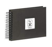 Hama | Álbum de Fotos con espiral para pegar y escribir (Álbum de fotografía de 10 x 15 cm, tamaño 24x17cm, con 50 hojas, papel cristal protector, fotos de 10x15 cm máximo 50 fotos) Color Negro