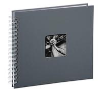 Hama | Álbum de Fotos con espiral para pegar y escribir (Álbum de fotografía de 10 x 15 cm, tamaño 28x24cm, con 50 hojas, papel cristal protector, 10x15 cm máximo 50 fotos) Color Gris