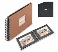 Hama | Álbum de Fotos con espiral para pegar y escribir (Álbum de fotografía de 10 x 15 cm, tamaño 36x32cm, con 50 hojas, papel cristal protector, 10x15 cm máximo 300 fotos) Color Terra