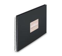 Hama | Álbum de Fotos con espiral para pegar y escribir (Álbum de fotografía de 10 x 15 cm, tamaño 36x32cm, con 50 hojas, papel cristal protector, 10x15 cm máximo 300 fotos) Color Negro