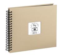 Hama | Álbum de Fotos con espiral para pegar y escribir (Álbum de fotografía de 10 x 15 cm, tamaño 36x32cm, con 50 hojas, papel cristal protector, 10x15 cm máximo 300 fotos) Color Topo