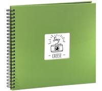 Hama | Álbum de Fotos con espiral para pegar y escribir (Álbum de fotografía de 10 x 15 cm, tamaño 36x32cm, con 50 hojas, papel cristal protector, 10x15 cm máximo 300 fotos) Color Verde Manzana