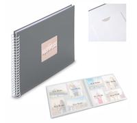 Hama | Álbum de Fotos con espiral para pegar y escribir (Álbum de fotografía de 10 x 15 cm, tamaño 36x32cm, con 50 hojas, papel cristal protector, 10x15 cm máximo 300 fotos) Color Negro
