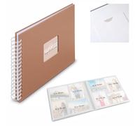 Hama | Álbum de Fotos con espiral para pegar y escribir (Álbum de fotografía de 10 x 15 cm, tamaño 24x17cm, con 50 hojas, papel cristal protector, 10x15 cm máximo 50 fotos) Color Terra