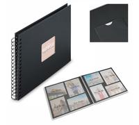 Hama | Álbum de Fotos Espiral 24 x 17 cm 50 Hojas | Para pegar y escribir recuerdos, 50 hojas con papel cristal protector, capacidad hasta 50 fotos de 10 x 15 cm, Negro