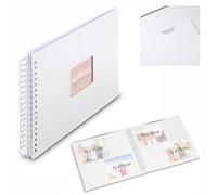 Hama Álbum de fotos con espiral 28x24 cm – 50 hojas, hasta 100 fotos 10x15 cm, Blanco