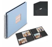 Hama | Álbum de Fotos con espiral para pegar y escribir (Álbum de fotografía de 10 x 15 cm, tamaño 24x17cm, con 50 hojas, papel cristal protector, fotos de 10x15 cm máximo 50 fotos) Color Lagoon