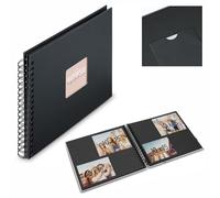 Hama | Álbum de Fotos con espiral para pegar y escribir (Álbum de fotografía de 10 x 15 cm, tamaño 24x17cm, con 50 hojas, papel cristal protector, fotos de 10x15 cm máximo 50 fotos) Color Negro