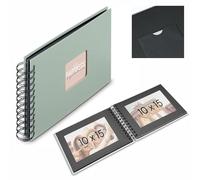 HAMA | Álbum de fotos para pegar y escribir (50 páginas blancas de 28x24cm, máximo 100 fotos de tamaño 10 x 15cm, con espiral y papel de cristal entre páginas) Color Verde