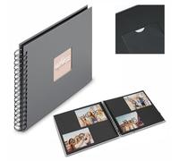 Hama | Álbum de Fotos con espiral para pegar y escribir (Álbum de fotografía de 10 x 15 cm, tamaño 36x32cm, con 50 hojas, papel cristal protector, 10x15 cm máximo 300 fotos) Color Blanco