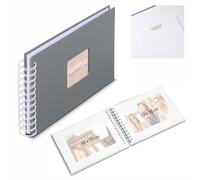 Hama | Álbum de Fotos con espiral para pegar y escribir (Álbum de fotografía de 10 x 15 cm, tamaño 36x32cm, con 50 hojas, papel cristal protector, 10x15 cm máximo 300 fotos) Color Gris