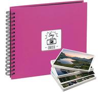 Hama | Álbum de Fotos con espiral para pegar y escribir (Álbum de fotografía de 10 x 15 cm, tamaño 36x32cm, con 50 hojas, papel cristal protector, 10x15 cm máximo 300 fotos) Color Rosa