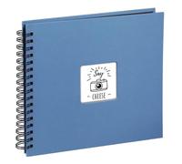HAMA | Álbum de fotos para pegar y escribir (50 páginas blancas de 28x24cm, máximo 100 fotos de tamaño 10 x 15cm, con espiral y papel de cristal entre páginas) Color Azul