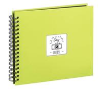 HAMA | Álbum de fotos para pegar y escribir (50 páginas blancas de 28x24cm, máximo 100 fotos de tamaño 10 x 15cm, con espiral y papel de cristal entre páginas) Color Kiwi