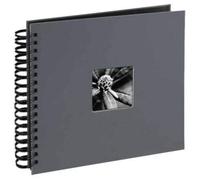 HAMA | Álbum de fotos para pegar y escribir (50 páginas negras de 28x24cm, máximo 100 fotos de tamaño 10 x 15cm, con espiral y papel de cristal entre páginas,Regalo de San Valentin) Color gris