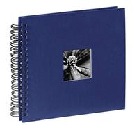HAMA | Álbum de fotos para pegar y escribir (50 páginas negras de 28x24cm, máximo 100 fotos de tamaño 10 x 15cm, con espiral y papel de cristal entre páginas, Regalo de San Valentin) Color azul