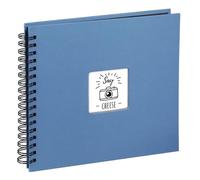 HAMA | Álbum de fotos para pegar y escribir (50 páginas negras de 36 x 32 cm, máximo 100 fotos de tamaño 10 x 15cm, con espiral y papel de cristal entre páginas, Regalo de San Valentin) Color azul