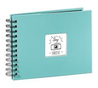 HAMA | Álbum de Fotos Para Pegar Y Escribir (Álbum de 27cmx17cm, 50 páginas, para Fotos de 10x15cm, con Compartimento para insertar Foto en la Portada, Regalo de San Valentin) Color Turquesa