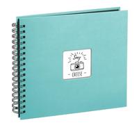 Hama Fine Art - Álbum de fotos, 50 páginas negras (25 hojas) para pegar fotos, álbum con espiral, 28 x 24 cm, con compartimento para insertar foto, turquesa