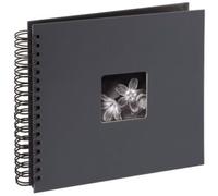 HAMA | Álbum de fotos para pegar y escribir (50 páginas negras de 28x24cm, máximo 100 fotos de tamaño 10 x 15cm, con espiral y papel de cristal entre páginas,Regalo de San Valentin) Color gris