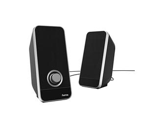 Hama | Altavoces para PC 2.0 estéreo (Altavoz para Ordenador de 6W, alimentación USB, Jack 3.5 mm, 50-20000 Hz, 4 Ω) Color Negro/Plata