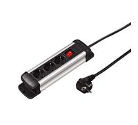 Hama Aluminio Enchufe Múltiple 3-Fach con Interruptor Soporte 3M Cable Regleta
