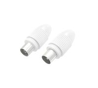 Hama - Antena de TV (2 conectores de antena de TV coaxial, conector coaxial macho + enchufe coaxial hembra, diámetro 5-7 mm, 2 piezas), color blanco