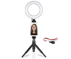 Hama Aro de Luz LED para Smartphone y Tablet con Trípode, Regulable, Control Remoto Bluetooth Incluido - Negro