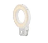 Hama | Aro de luz LED Recargable portátil (Clip móvil Selfie vídeo) Blanco | Luz para selfies, videollamadas, clip para móvil, 60 LED, 3 temperaturas de color, recargable USB-C