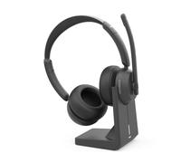Hama | Auriculares Bluetooth para PC con Base de Carga. (Cascos inalámbricos monoaurales Ordenador, Conexión multipunto portátil y móvil, Micrófono teletrabajo, Autonomía 25 Horas) Negro.