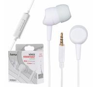 Hama | Auriculares con Cable (con micrófono, Conector Jack 3,5mm, Reducción del ruído, Botón de Asistente de Voz) Color Blanco.