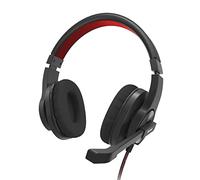 Hama Auriculares con micrófono (auriculares con cable, conexión USB A, Aux, auriculares estéreo con cable, auriculares para PC con brazo de micrófono y banda para el cuello, cable de audio de 2 m), color negro