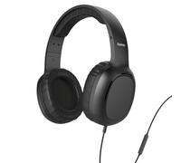 Hama | Auriculares con microfono para Ordenador - Negro | Cascos con cable Unilateral Anti-enredos, Diadema Ajustable, Jack 3.5mm