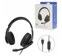 Hama | Auriculares con micrófono para PC (con Cable, conexión USB A, Auriculares para PC con Brazo de micrófono y Banda para el Cuello, Cable de Audio de 2 m) Negro
