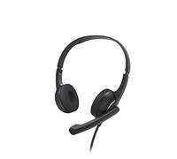 Hama | Auriculares con Micrófono y Cable (Auriculares de Oficina para PC, Cable Extralargo, Conexión USB, Mando