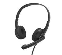 Hama | Auriculares de Oficina para PC (Auriculares con Micrófono, Conector Jack 3,5mm, Rueda de Control de Volumen, Ajuste, Cable Extralargo) Color Negro