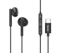 Hama, Auriculares Elegantes, Auriculares, micrófono, protección contra torceduras de Cable, USB-C, Color Negro