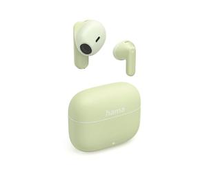 Hama | Auriculares inalámbricos de botón para móvil con micrófono - Verde | Cascos bluetooth para llamadas y música, control táctil, estuche de carga USB C