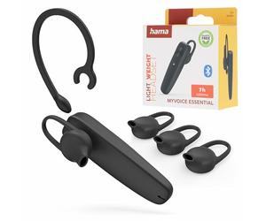 Hama | Auriculares Mono Bluetooth inalámbcisos - Negro | Auriculares Bluetooth, alcance 10m; hasta 7h conversación, ligeros, Usb C