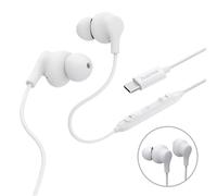 Hama, Auriculares rizados, intrauditivos, micrófono, protección contra torceduras de Cable, USB-C, Color Blanco